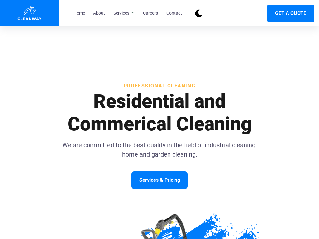 Example of a five page cleaning website